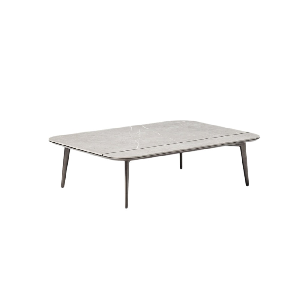 **Table basse en marbre rectangulaire avec pieds en métal**
