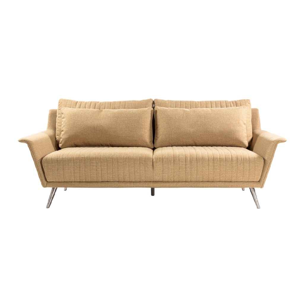**Canapé moderne en tissu beige avec coussins rembourrés**