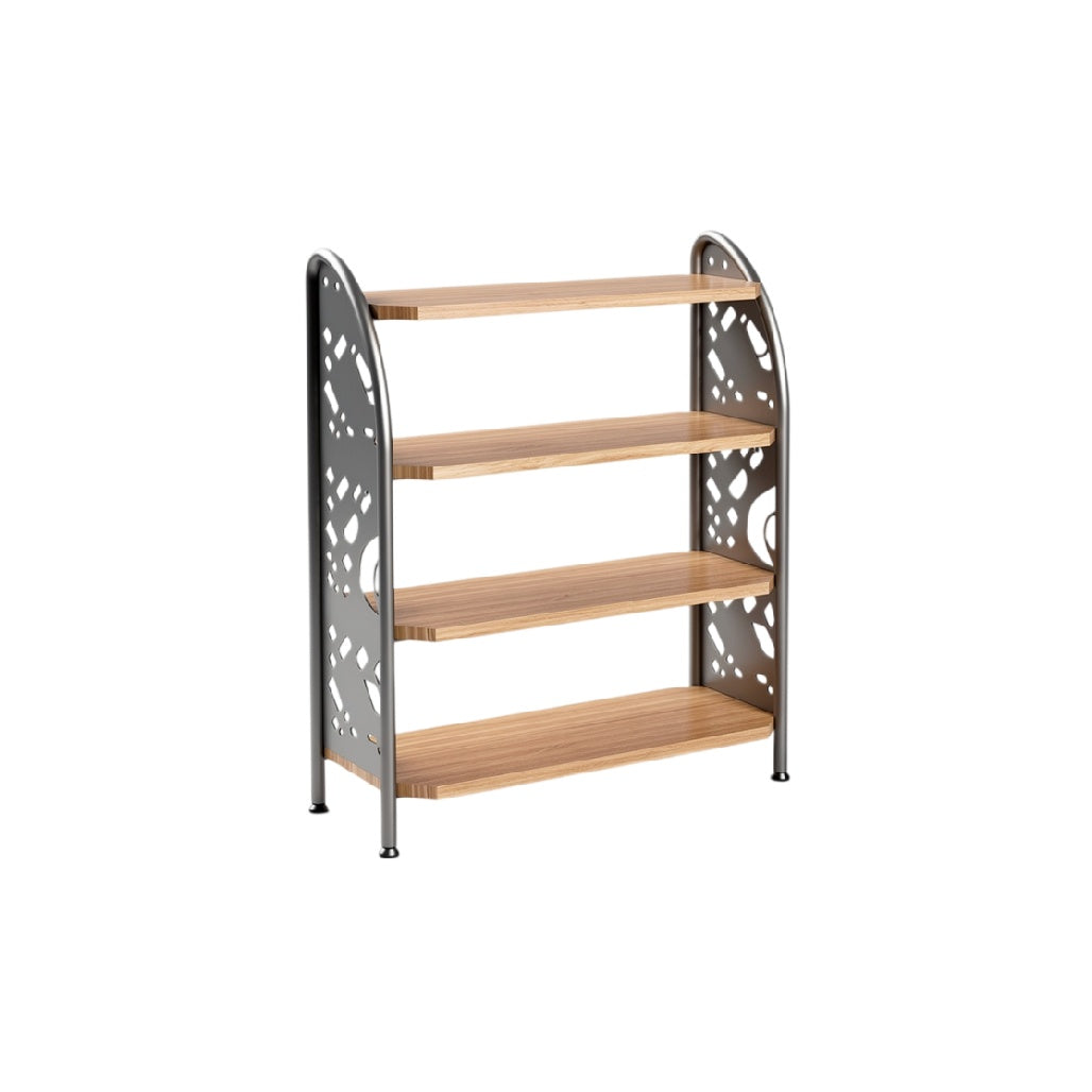 **Étagère en métal et bois avec design moderne à quatre niveaux**