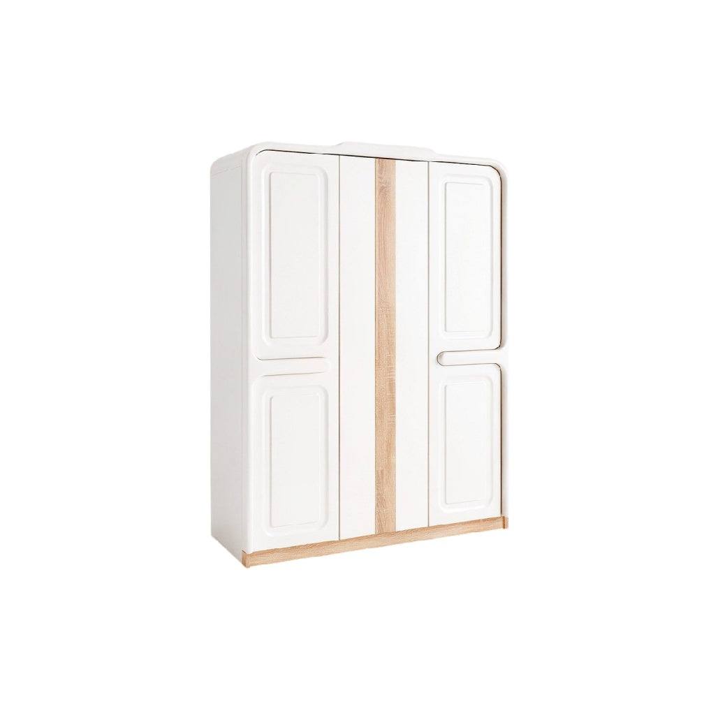 **Armoire moderne en bois et blanc avec portes coulissantes**