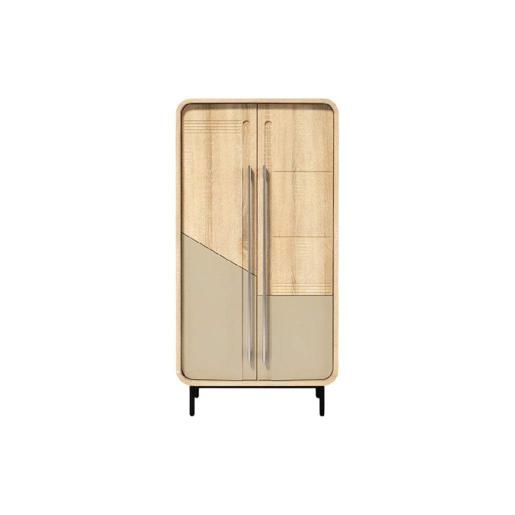 **Armoire Moderne en Bois avec Finition Bi-Ton et Pieds Métalliques**